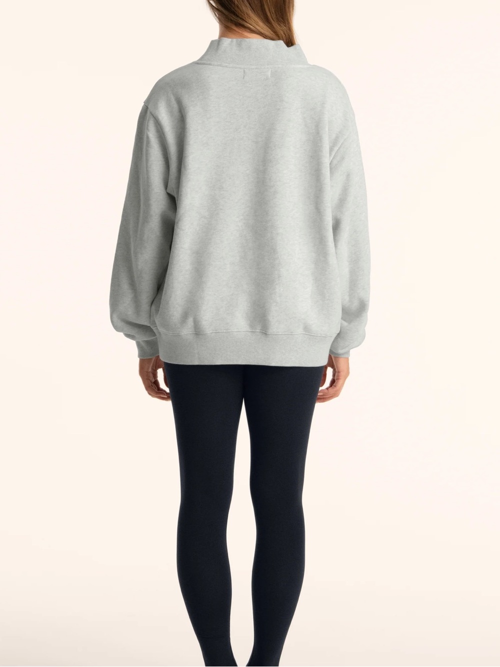 NWT PARKE x SET ACTIVE L/XL Mockneck Women's Light Gray Crewneck Sweatshirt - Picture 3 of 8